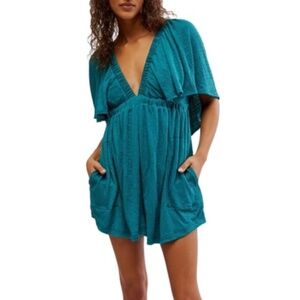 Free People Beach teal La La romper L